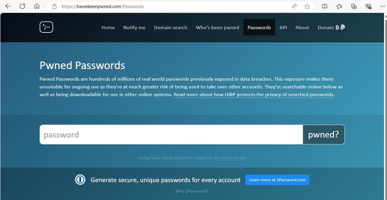 hibp password screenshot 